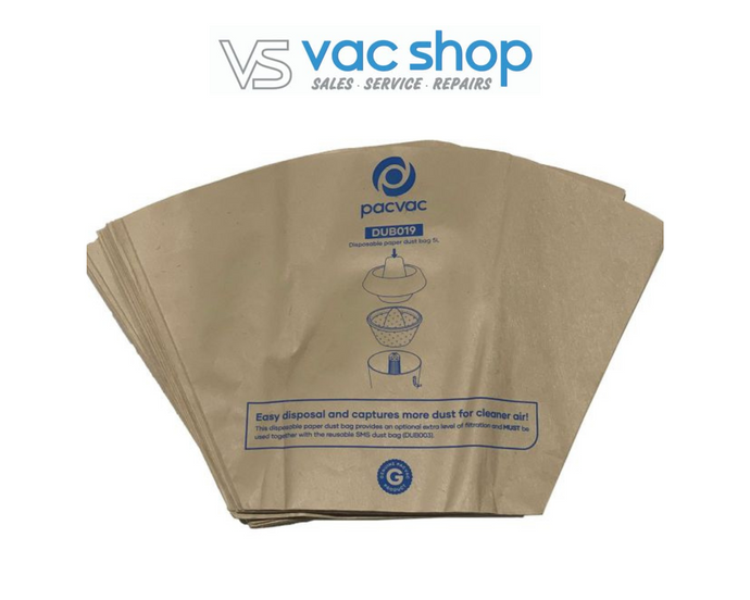 PACVAC DUB019 Disposable paper dust bags 5L (10pk)